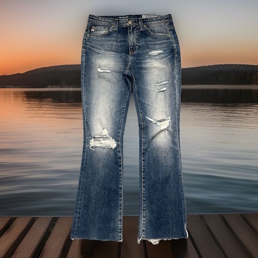 Adriano Goldschmied AG-ED Jodi Crop Jeans 24 (26x25.5) Blue Distressed Womens